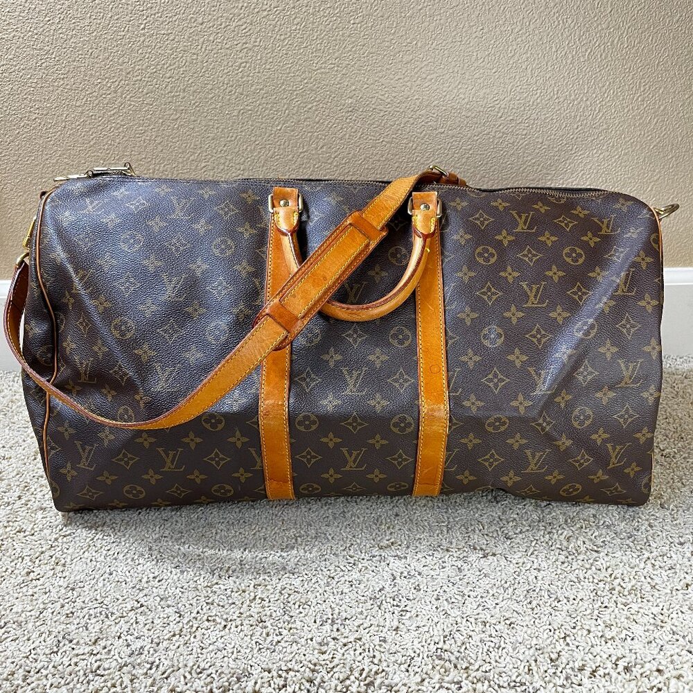Louis Vuitton Monogram Keepall Bandouliere 55 Boston Bag
